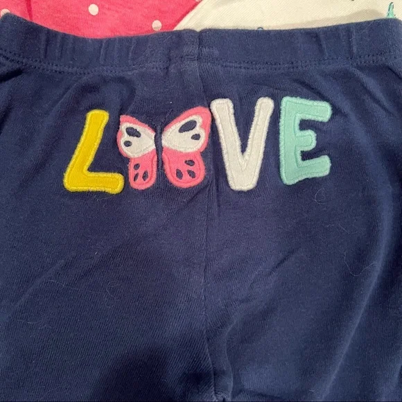 Carter’s Butterfly Matching Set Size 12M Pink White Blue Polka Dots Spring Love - Picture 5 of 9